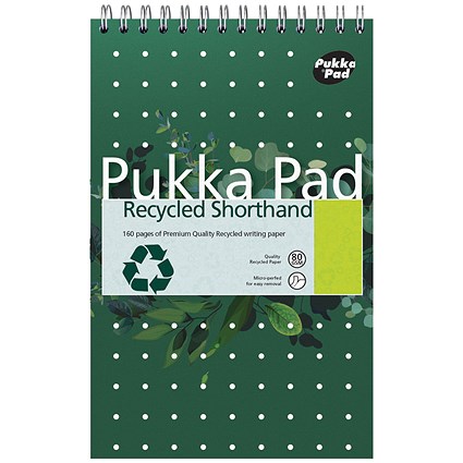 Pukka Pad Recycled Shorthand Jotta Pad, Green, Pack of 3