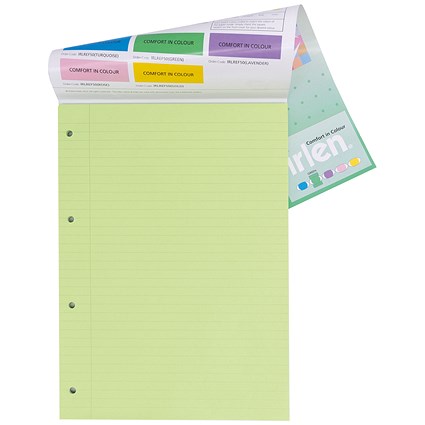 Pukka Pad Comfort in Colour Refill Pad, A4, Ruled, 100 Pages, Green, Pack of 6