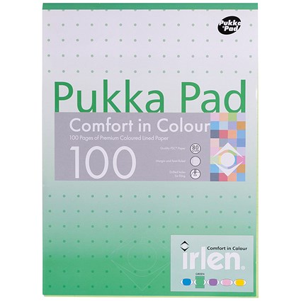 Pukka Pad Comfort in Colour Refill Pad, A4, Ruled, 100 Pages, Green, Pack of 6 Pukka Pad Comfort in Colour Refill Pad, A4, Ruled, 100 Pages, Green, Pack of 6