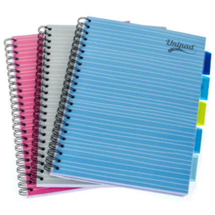 Pukka Pad Unipad Wirebound Project Book, A4, Ruled & Squares for Graphs, 200 Pages, Assorted Colours, Pack of 12