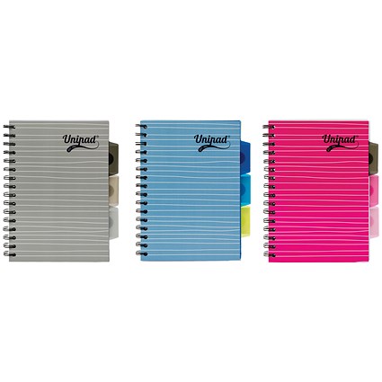 Pukka Pad Unipad Wirebound Project Book, A5, Ruled & Squares for Graphs, 200 Pages, Assorted Colours, Pack of 12