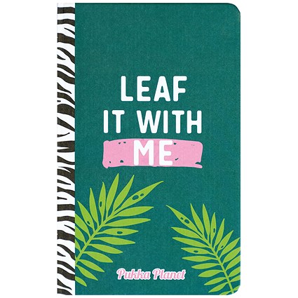 Pukka Planet Leaf it With Me Soft Cover Notebook, 210x130mm, Ruled, 192 Pages, Green Pukka Planet Leaf it With Me Soft Cover Notebook, 210x130mm, Ruled, 192 Pages, Green