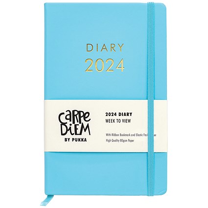 Pukka Pad Carpe Diem 2024 Diary, Week To View, Softcover, 130x210mm, Blue