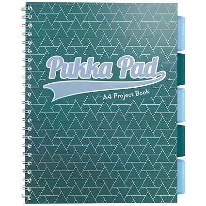 Pukka Pad Glee Project Wirebound Notebook, A4, Ruled, 200 Pages, Green, Pack of 3