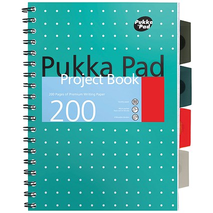 Pukka Pad Wirebound Project Book, A4, Ruled & Perforated, 200 Pages, Pack of 3