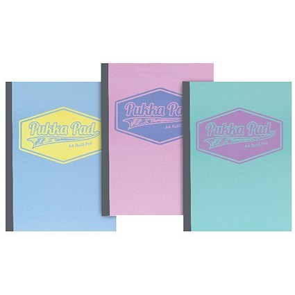 Pukka Pad Pastel Sidebound Refill Pads, A4, Ruled with Margin, 400 Pages, Pastel Assorted Colours, Pack of 3