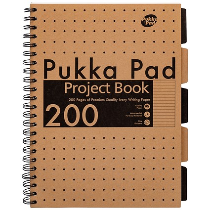 Pukka Pad Kraft Project Book, A4, Ruled, 200 Pages, Brown, Pack of 3 Pukka Pad Kraft Project Book, A4, Ruled, 200 Pages, Brown, Pack of 3