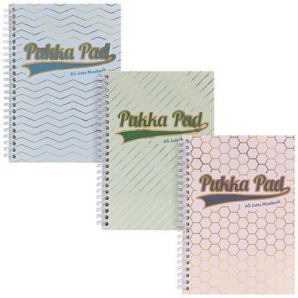 Pukka Pad Haze Jotta Wirebound Notebook, A5, Ruled, 200 Pages, Assorted, Pack of 3 Pukka Pad Haze Jotta Wirebound Notebook, A5, Ruled, 200 Pages, Assorted, Pack of 3