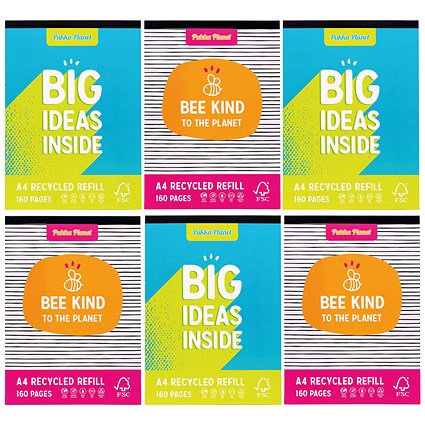 Pukka Pad Pukka Planet Refill Pad, A4, Assorted Pack of 6