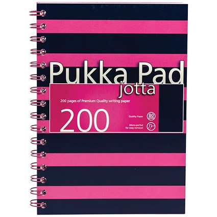Pukka Pad Jotta A5 Notebook Feint Ruled With Margin 200 Pages Navy/Pink (Pack of 3)