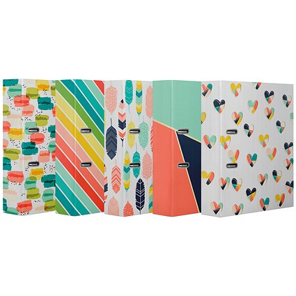 Pukka A4 Fashion Lever Arch Files, 75mm Spine, Assorted, Pack of 10