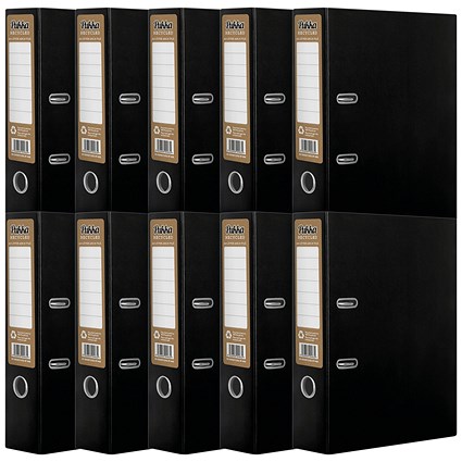 Pukka Recycled A4 Lever Arch Files, 75mm Spine, Board, Black, Pack of 10