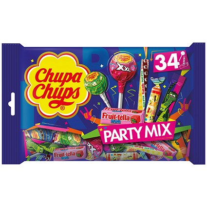 Chupa Chups Party Mix Variety Sweet Bag, Pack of 34
