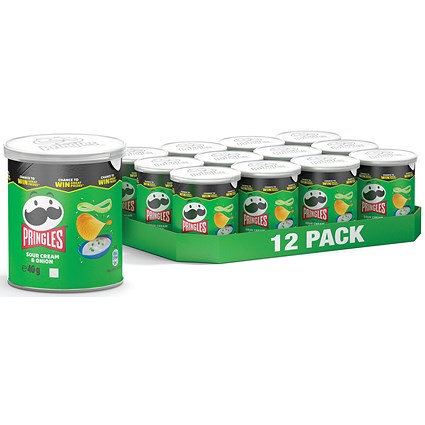 Pringles Sour Cream and Onion Crisps, 40g, Pack of 12