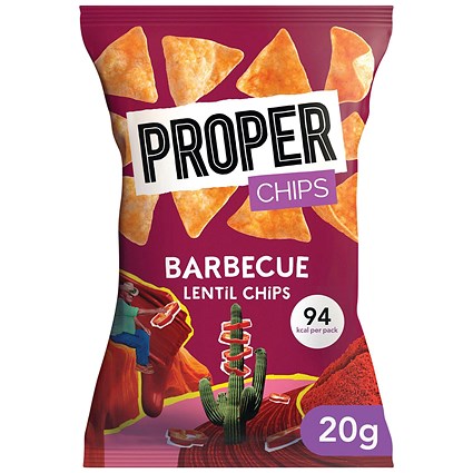 Proper Chips Lentil Chips Barbecue 20g (Pack of 24)