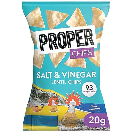 Proper Chips Lentil Chips Salt and Vinegar 20g (Pack of 24)