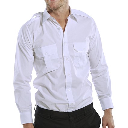 Beeswift Pilot Shirt, Long Sleeve, White, 14.5