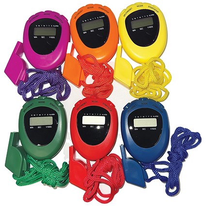 Stopwatch and Whistle Set Assorted (Pack of 6)