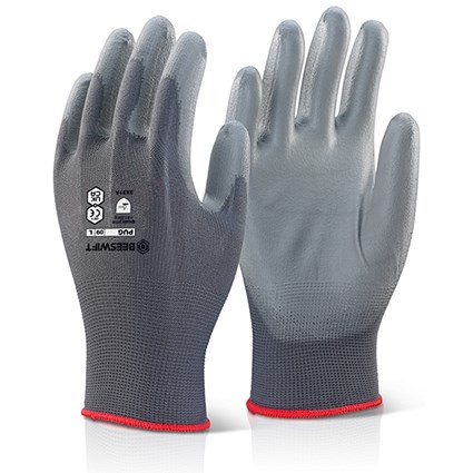 Beeswift Pu Coated Gloves, Grey, XL Beeswift Pu Coated Gloves, Grey, XL