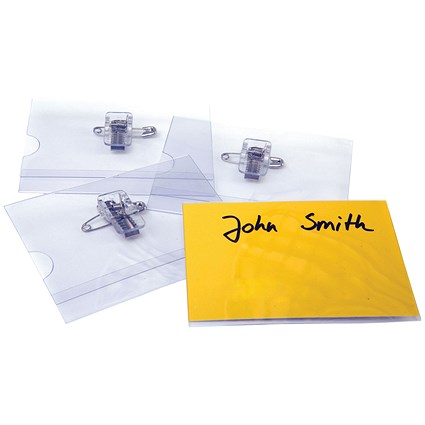 Announce Combi Clip Name Badge, 40x75mm, Clear, Pack of 50