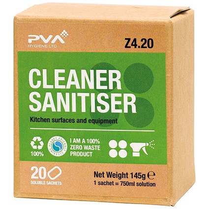PVA Fragranced Cleaner Sanitiser Sachets - Pack of 20
