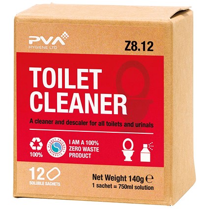 PVA Toilet Cleaner Sachets, 1 Litre, Pack of 12