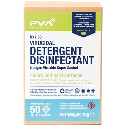 PVA Hygiene Virucidal Detergent Disinfectant - Pack of 50