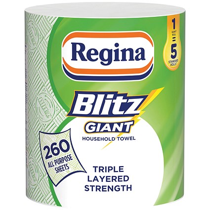 Regina Blitz Giant Household Towels, 3-Ply, 1 Roll of 260 Sheets