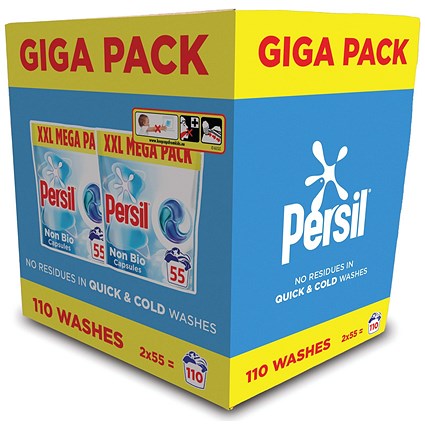 Persil Laundry Capsules Nano Non Bio 55 Washes Giga Pack of 2