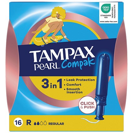 Tampax Compak Pearl Applicator Tampons Regular x16 Pack of 8