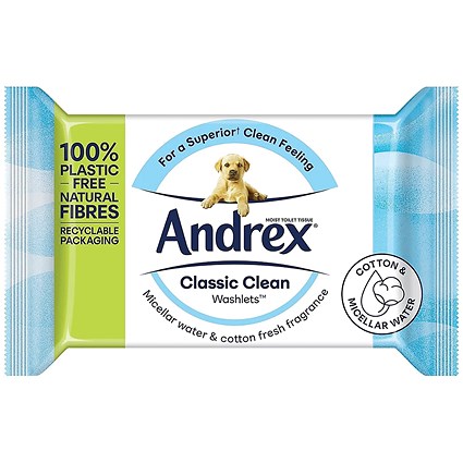 Andrex Classic Clean Washlets, 36 Wipes Per Pack, Pack of 12