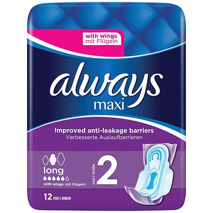 Always Sensitive Long Ultra Sanitary Pads With Wings, Pack of 96