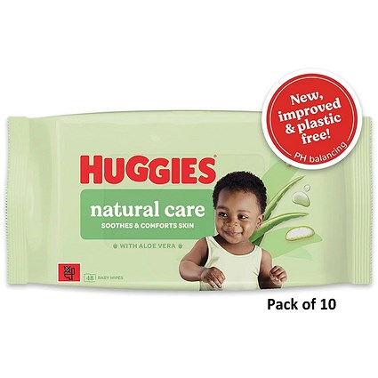 Huggies Natural Care Plastic Free Baby Wipes x48 Pack of 10