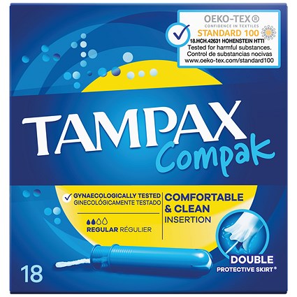 Tampax Compak Applicator Tampons, Regular, Pack of 108