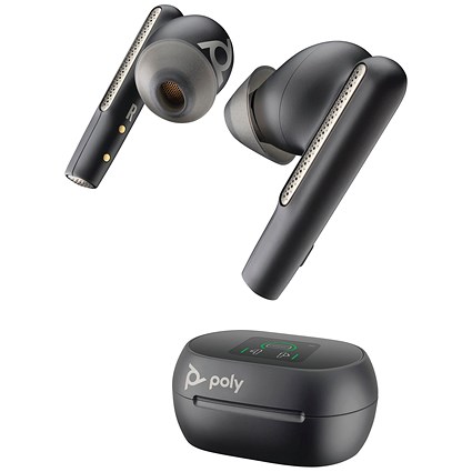 Poly Voyager Free 60+ UC Carbon Black Earbuds +BT700 USB-A Adapter +Touchscreen Charge Case 7Y8G3AA