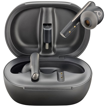 Poly Voyager Free 60+ UC Carbon Black Earbuds +BT700 USB-C Adapter +Touchscreen Charge Case 7Y8G4AA