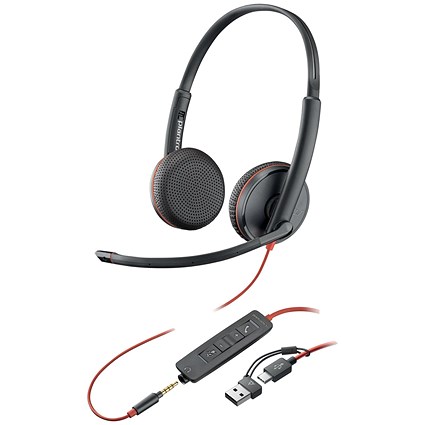 Poly Blackwire 3225 Stereo UC 3.5mm + USB-C/A Headset Bulk 8X229A6