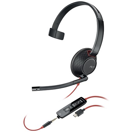 Poly Blackwire 5210 Monaural 3.5mm + USB-C/A Headset Bulk 8X230A6