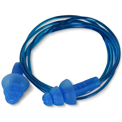 Beeswift Qed Corded Detectable Earplugs, Blue, Pack of 200 Beeswift Qed Corded Detectable Earplugs, Blue, Pack of 200