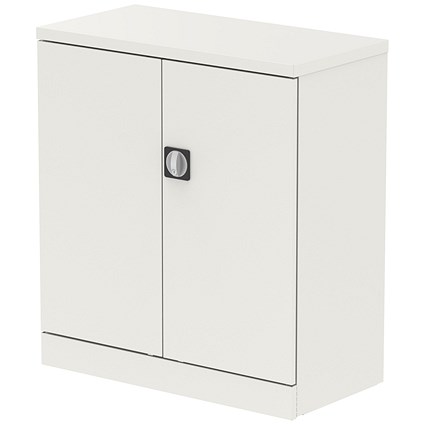 Qube 1000mm 2-Door Stationery Cupboard White With Shelf