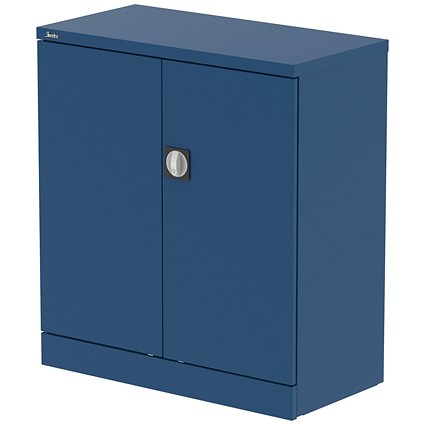 Qube 1000mm 2-Door Stationery Cupboard Blue With Shelf
