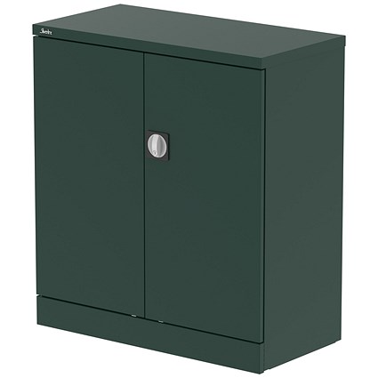 Qube 1000mm 2-Door Stationery Cupboard British Racing Green With Shelf