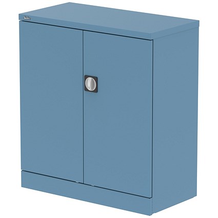 Qube 1000mm 2-Door Stationery Cupboard Pastel Blue With Shelf
