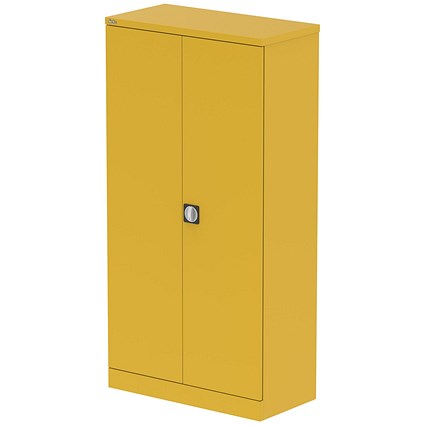 Qube 1850mm 2-Door Stationery Cupboard Lemon Yellow With Shelves