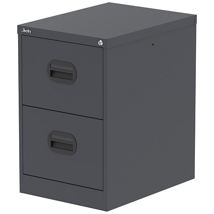 Qube 2 Drawer Filing Cabinet Graphite Grey