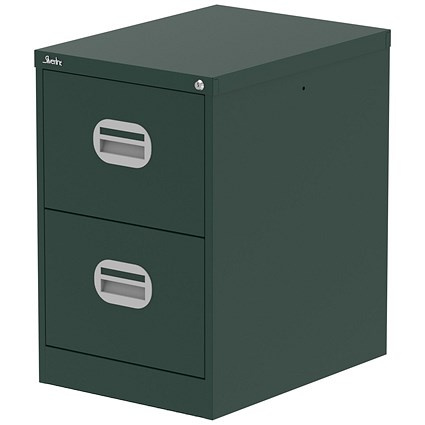 Qube 2 Drawer Filing Cabinet British Racing Green