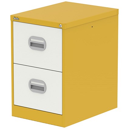 Qube 2 Drawer Filing Cabinet Lemon Yellow And Satin White