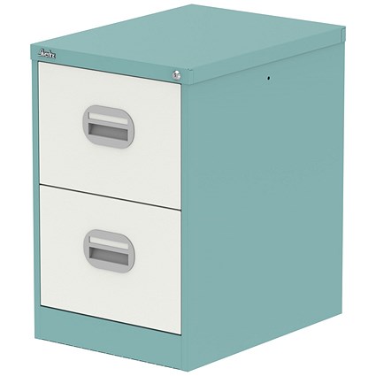 Qube 2 Drawer Filing Cabinet Pastel Turquoise And Satin White