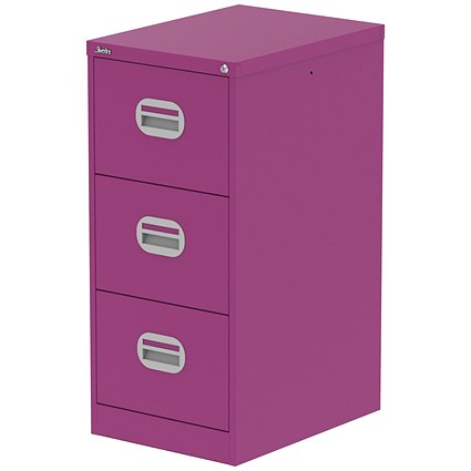 Qube 3 Drawer Filing Cabinet Traffic Purple