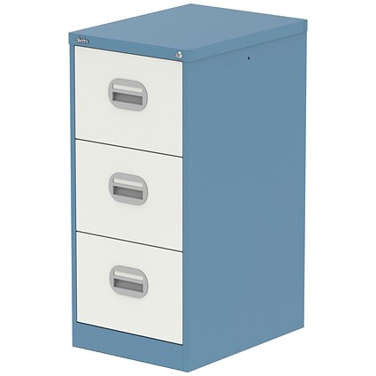 Qube 3 Drawer Filing Cabinet Pastel Blue And Satin White